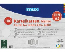 Stylex Karteikarten DIN A5 blanko weiß 100 Stück