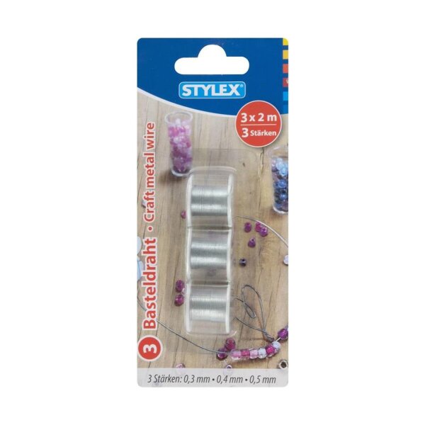 Stylex Basteldraht 3er Set silberfarben je 2m