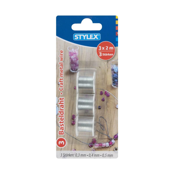 Stylex Basteldraht 3er Set silberfarben je 2m