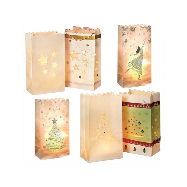 Folia 30 Papierlichtertüten Weihnachten zum Bemalen und Basteln