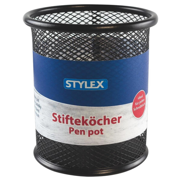 Stylex Stifteköcher / Butler Metallkorb Schwarz-Rund