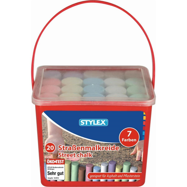 4 x20 Stylex Straßenmalkreide Stangen im Eimer - 4 Stück