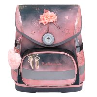 Belmil Compact ergonomisches Schulranzen-Set 4-teilig "Ballerina Black Pink" mit Brustgurt, Magnetverschluss
