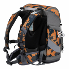 Belmil Smarty ergonomisches Schulranzen Set 5-teilig "Orange Camouflage" mit Brustgurt, Hüftgurt, Magnetverschluss,Patch Set 6 Stück