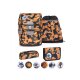 Belmil Motion ergonomisches Schulranzen Set 5-teilig "Orange Camouflage" aus recyceltem Material mit Brustgurt, Hüftgurt, Magnetverschluss, Patch Set 6 Stück