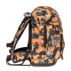 Belmil Motion ergonomisches Schulranzen Set 5-teilig "Orange Camouflage" aus recyceltem Material mit Brustgurt, Hüftgurt, Magnetverschluss, Patch Set 6 Stück