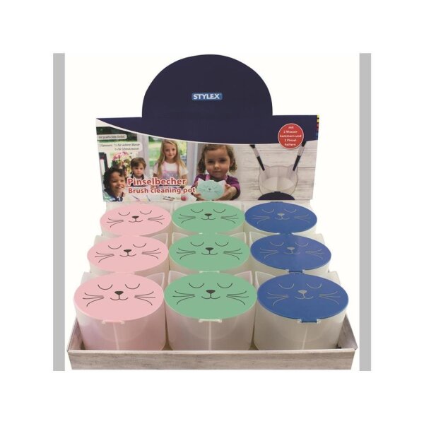 3 X Stylex Pinselbecher Katzendesign 3 Farbe