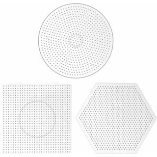 Hama 3 X Stiftplatte für Midi Bügelperlen,Transparent,3 Stücke Bügelperlen Steckplatte Kunststoff Bügelplatte 5mm Perlen Platte Quadrat Sechseck Rund Steckperlen Werkzeug- Spielzeug