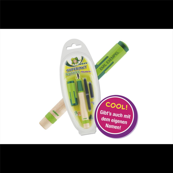 JOLLY Füller Superinky NATURE+Clip grün+3 Tintenpratronen