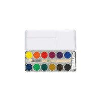 JOLLY Supertabs Schuldeckfarbkasten, 12er-Metalletui inkl. Deckweiss und 2 Pinsel