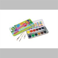 JOLLY Supertabs Schuldeckfarbkasten, 12er-Metalletui inkl. Deckweiss und 2 Pinsel