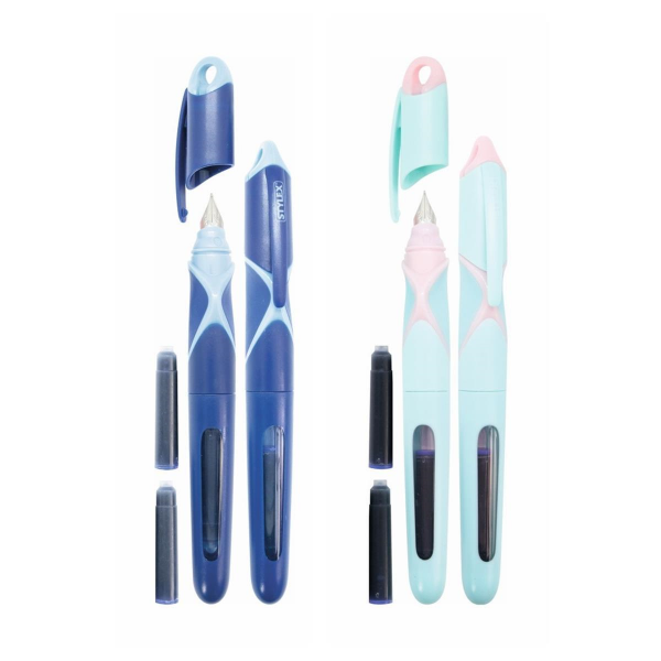 Stylex Füllhalter für Anfänger inkl. 2 Tinten-Patronen, Blau