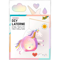 olia 94202 - Laternen Bastelset SWEET RAINBOW, ca. 10 x 23 x 33 cm - Bastelmaterial für eine Laterne, gestaltbar als Einhorn oder Regenbogen