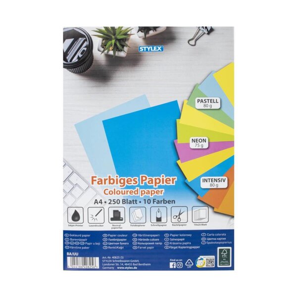 Stylex Kopierpapier Farbig DIN A4 - 80g - 250 Blatt