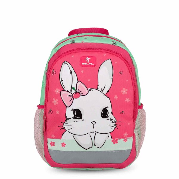 Belmil Kiddy Plus Kindergartenrucksack "Sweet Bunny Cherry" für 3-6 Jährige Kinder mit Brustgurt
