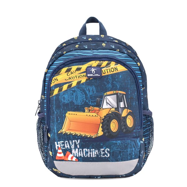 Belmil Kiddy Plus Kindergartenrucksack "Heavy Machinery" für 3-6 Jährige Kinder mit Brustgurt