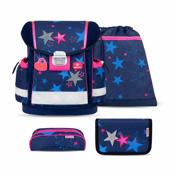 Belmil Classy ergonomisches Schulranzen-Set 4-teilig "Sparkling Star" mit Brustgurt