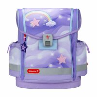Belmil Classy Plus ergonomisches Schulranzen-Set 5-teilig "Over the Rainbow" mit Brustgurt, Magnetverschluss, Patch Set 3 Stück