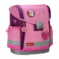 Belmil Classy Plus ergonomisches Schulranzen-Set 5-teilig "Rosie Hearts" mit Brustgurt, Magnetverschluss, Patch Set 3 Stück