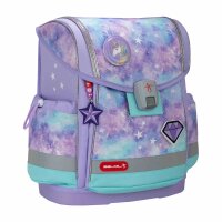 Belmil Classy Plus ergonomisches Schulranzen-Set 5-teilig "Diamond Unicorn" mit Brustgurt, Magnetverschluss, Patch Set 3 Stück