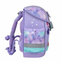 Belmil Classy Plus ergonomisches Schulranzen-Set 5-teilig "Diamond Unicorn" mit Brustgurt, Magnetverschluss, Patch Set 3 Stück