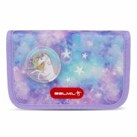 Belmil Classy Plus ergonomisches Schulranzen-Set 5-teilig "Diamond Unicorn" mit Brustgurt, Magnetverschluss, Patch Set 3 Stück