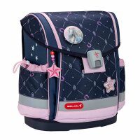 Belmil Classy Plus ergonomisches Schulranzen-Set 5-teilig "Midnight Gallop" mit Brustgurt, Magnetverschluss, Patch Set 3 Stück
