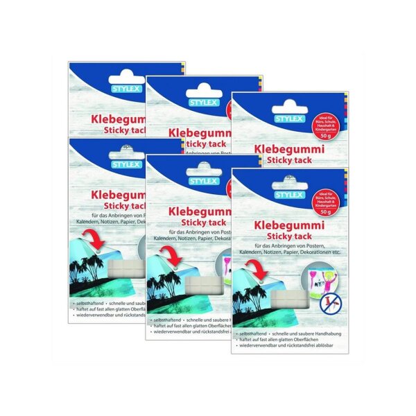6x Stylex Klebegummi 50g