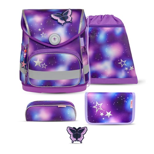 Belmil Compact ergonomisches Schulranzen-Set 5-teilig "Shining Fairy" mit Brustgurt, Magnetverschluss, einem Patch