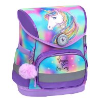 Belmil Compact ergonomisches Schulranzen-Set 4-teilig "Rainbow Color" mit Brustgurt, Magnetverschluss