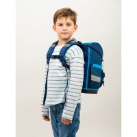 Belmil Compact ergonomisches Schulranzen-Set 4-teilig "Racing Blue Neon" mit Brustgurt, Magnetverschluss