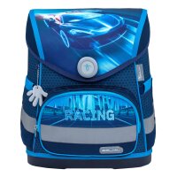 Belmil Compact ergonomisches Schulranzen-Set 4-teilig "Racing Blue Neon" mit Brustgurt, Magnetverschluss