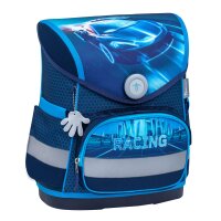 Belmil Compact ergonomisches Schulranzen-Set 4-teilig "Racing Blue Neon" mit Brustgurt, Magnetverschluss