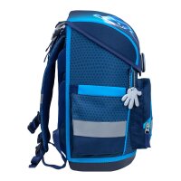 Belmil Compact ergonomisches Schulranzen-Set 4-teilig "Racing Blue Neon" mit Brustgurt, Magnetverschluss