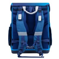 Belmil Compact ergonomisches Schulranzen-Set 4-teilig "Racing Blue Neon" mit Brustgurt, Magnetverschluss