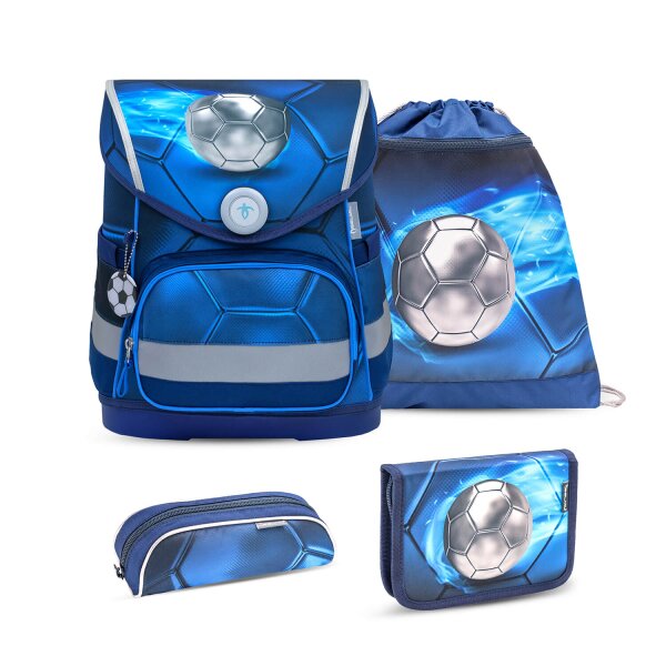 Belmil Compact ergonomisches Schulranzen-Set 4-teilig "Football 4" mit Brustgurt, Magnetverschluss