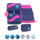 Belmil Smarty ergonomisches Schulranzen Set 5-teilig &quot;Stars&quot; mit Brustgurt, H&uuml;ftgurt, Magnetverschluss, Patch Set 6 St&uuml;ck