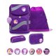 Belmil Smarty ergonomisches Schulranzen Set 5-teilig &quot;Purple Sky&quot; mit Brustgurt, H&uuml;ftgurt, Magnetverschluss, Patch Set 6 St&uuml;ck