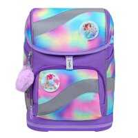 Belmil Smarty ergonomisches Schulranzen Set 5-teilig "Rainbow Color" mit Brustgurt, Hüftgurt, Magnetverschluss, Patch Set 6 Stück