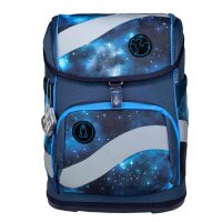 Belmil Smarty ergonomisches Schulranzen Set 5-teilig "Stars" mit Brustgurt, Hüftgurt, Magnetverschluss, Patch Set 6 Stück