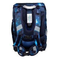 Belmil Smarty ergonomisches Schulranzen Set 5-teilig "Stars" mit Brustgurt, Hüftgurt, Magnetverschluss, Patch Set 6 Stück