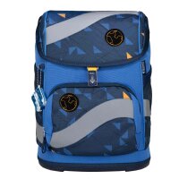 Belmil Smarty ergonomisches Schulranzen Set 5-teilig "Stars" mit Brustgurt, Hüftgurt, Magnetverschluss, Patch Set 6 Stück