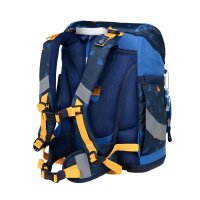 Belmil Smarty ergonomisches Schulranzen Set 5-teilig "Stars" mit Brustgurt, Hüftgurt, Magnetverschluss, Patch Set 6 Stück
