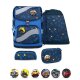 Belmil Smarty ergonomisches Schulranzen Set 5-teilig &quot;Stars&quot; mit Brustgurt, H&uuml;ftgurt, Magnetverschluss, Patch Set 6 St&uuml;ck