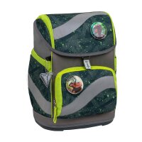 Belmil Smarty ergonomisches Schulranzen Set 5-teilig "Green Splash" mit Brustgurt, Hüftgurt, Magnetverschluss, Patch Set 6 Stück