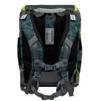 Belmil Smarty ergonomisches Schulranzen Set 5-teilig "Green Splash" mit Brustgurt, Hüftgurt, Magnetverschluss, Patch Set 6 Stück