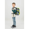 Belmil Smarty ergonomisches Schulranzen Set 5-teilig "Green Splash" mit Brustgurt, Hüftgurt, Magnetverschluss, Patch Set 6 Stück