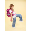 Belmil Motion ergonomisches Schulranzen Set 5-teilig "Shiny Pink" aus recyceltem Material mit Brustgurt, Hüftgurt, Magnetverschluss, Patch Set 6 Stück