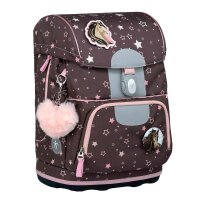 Belmil Motion ergonomisches Schulranzen Set 5-teilig "Champion Horse" aus recyceltem Material mit Brustgurt, Hüftgurt, Magnetverschluss, Patch Set 6 Stück