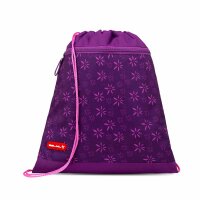 Belmil Motion ergonomisches Schulranzen Set 5-teilig "Purple Spring" aus recyceltem Material mit Brustgurt, Hüftgurt, Magnetverschluss, Patch Set 6 Stück